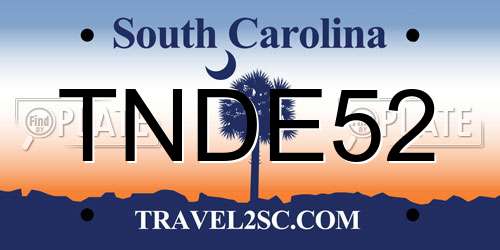 TNDE52 South Carolina License Plate