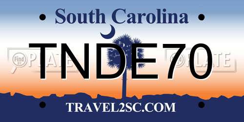 TNDE70 South Carolina License Plate