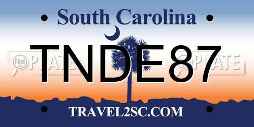 TNDE87 South Carolina License Plate