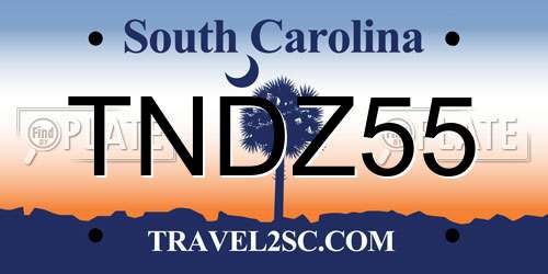 TNDZ55 South Carolina License Plate