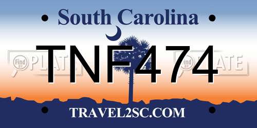 TNF474 South Carolina License Plate