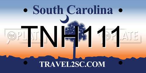 TNH111 South Carolina License Plate