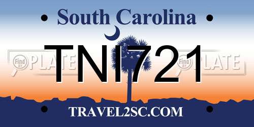 TNI721 South Carolina License Plate