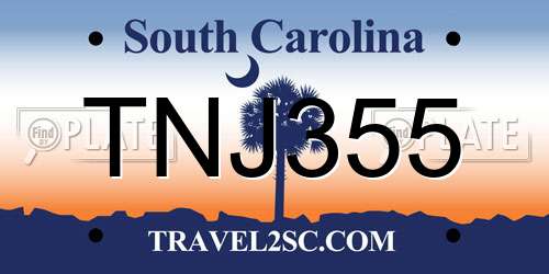 TNJ355 South Carolina License Plate