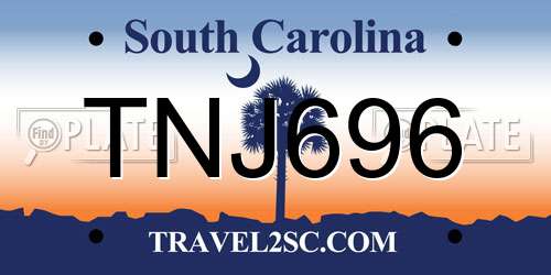 TNJ696 South Carolina License Plate