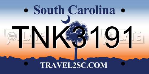 TNK3191 South Carolina License Plate