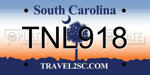 TNL918 South Carolina License Plate