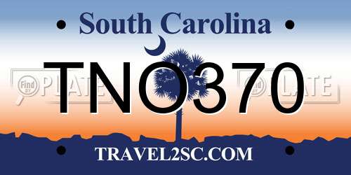 TNO370 South Carolina License Plate