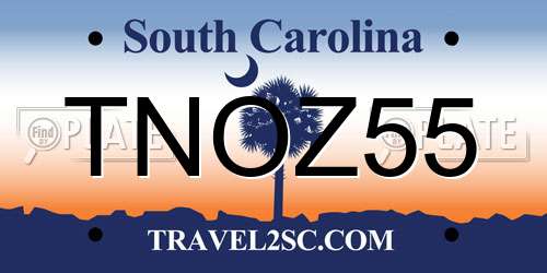 TNOZ55 South Carolina License Plate
