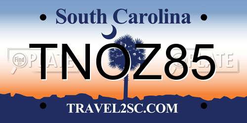 TNOZ85 South Carolina License Plate