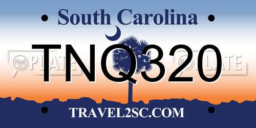 TNQ320 South Carolina License Plate