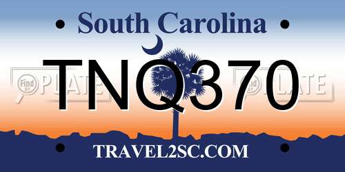 TNQ370 South Carolina License Plate
