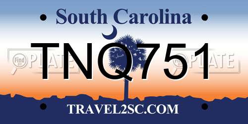 TNQ751 South Carolina License Plate