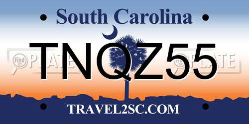 TNQZ55 South Carolina License Plate