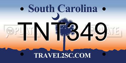 TNT349 South Carolina License Plate