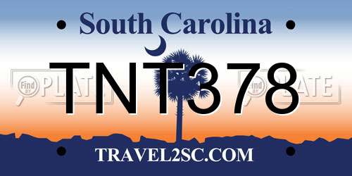 TNT378 South Carolina License Plate