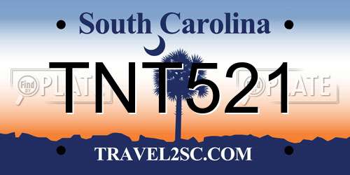 TNT521 South Carolina License Plate