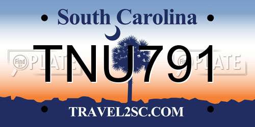 TNU791 South Carolina License Plate