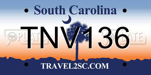 TNV136 South Carolina License Plate
