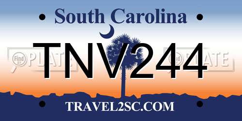 TNV244 South Carolina License Plate