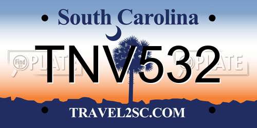 TNV532 South Carolina License Plate