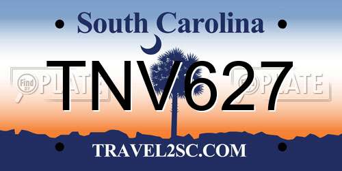 TNV627 South Carolina License Plate