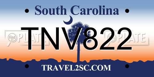 TNV822 South Carolina License Plate