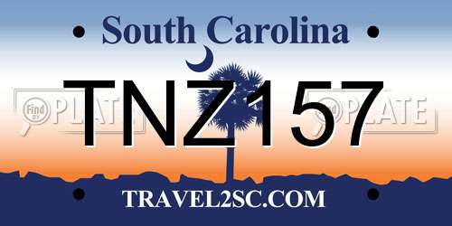 TNZ157 South Carolina License Plate