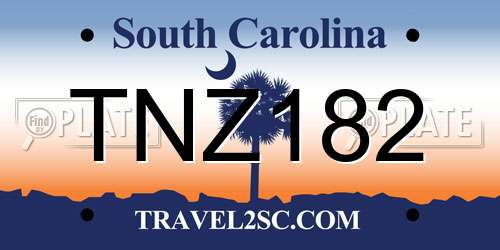 TNZ182 South Carolina License Plate