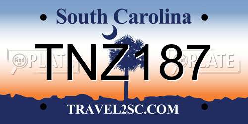 TNZ187 South Carolina License Plate