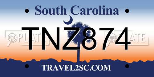 TNZ874 South Carolina License Plate