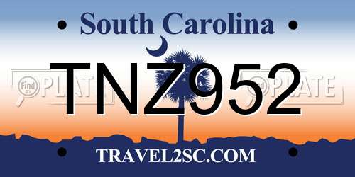 TNZ952 South Carolina License Plate