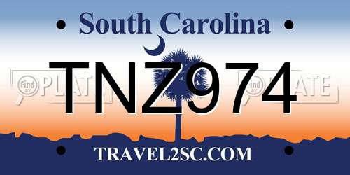 TNZ974 South Carolina License Plate