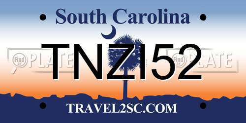 TNZI52 South Carolina License Plate