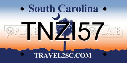 TNZI57 South Carolina License Plate