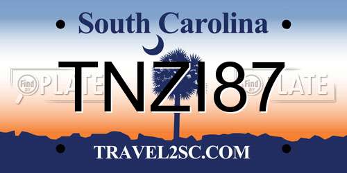 TNZI87 South Carolina License Plate