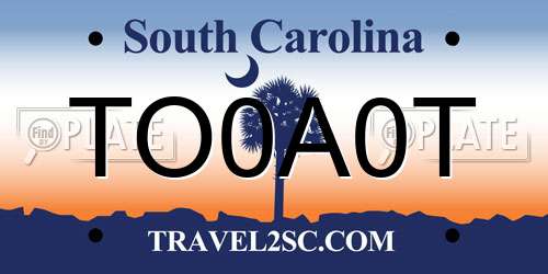 TO0A0T South Carolina License Plate