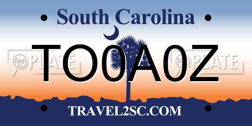 TO0A0Z South Carolina License Plate