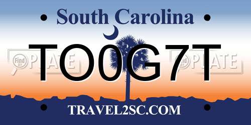 TO0G7T South Carolina License Plate