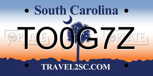 TO0G7Z South Carolina License Plate