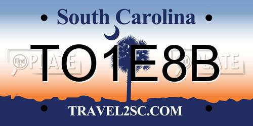 TO1E8B South Carolina License Plate