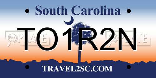 TO1R2N South Carolina License Plate