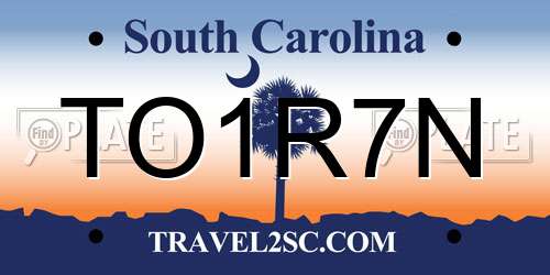TO1R7N South Carolina License Plate