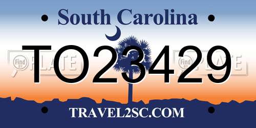 TO23429 South Carolina License Plate
