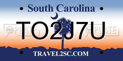 TO2J7U South Carolina License Plate