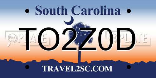 TO2Z0D South Carolina License Plate