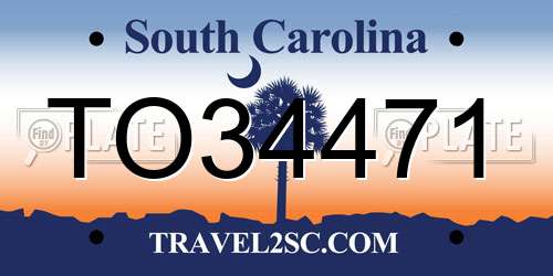 TO34471 South Carolina License Plate