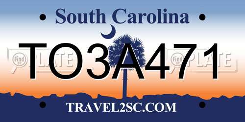 TO3A471 South Carolina License Plate