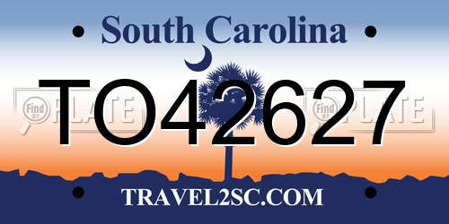 TO42627 South Carolina License Plate