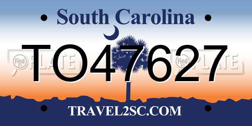 TO47627 South Carolina License Plate
